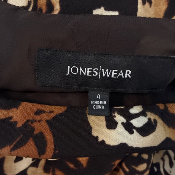 Jones Wear Womens Size 4 Skirt Brown Black Floral Print Midi A Line Career - Picture 4 of 5